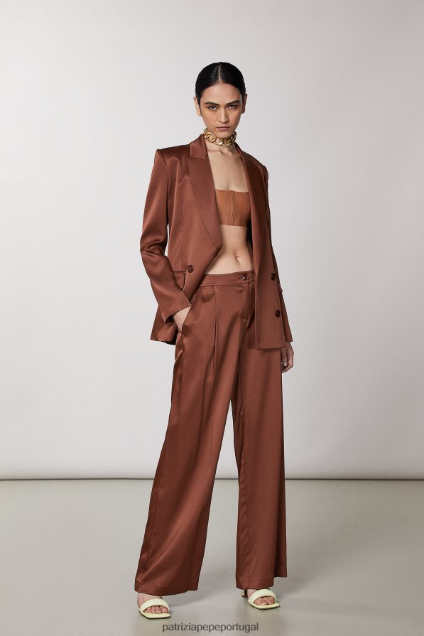 Patrizia Pepe mulheres calças palazzo elegantes chocolate escuro vestuário TX086V495