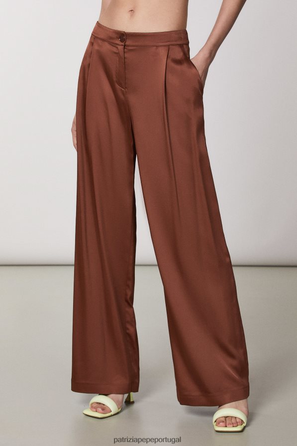 Patrizia Pepe mulheres calças palazzo elegantes chocolate escuro vestuário TX086V495
