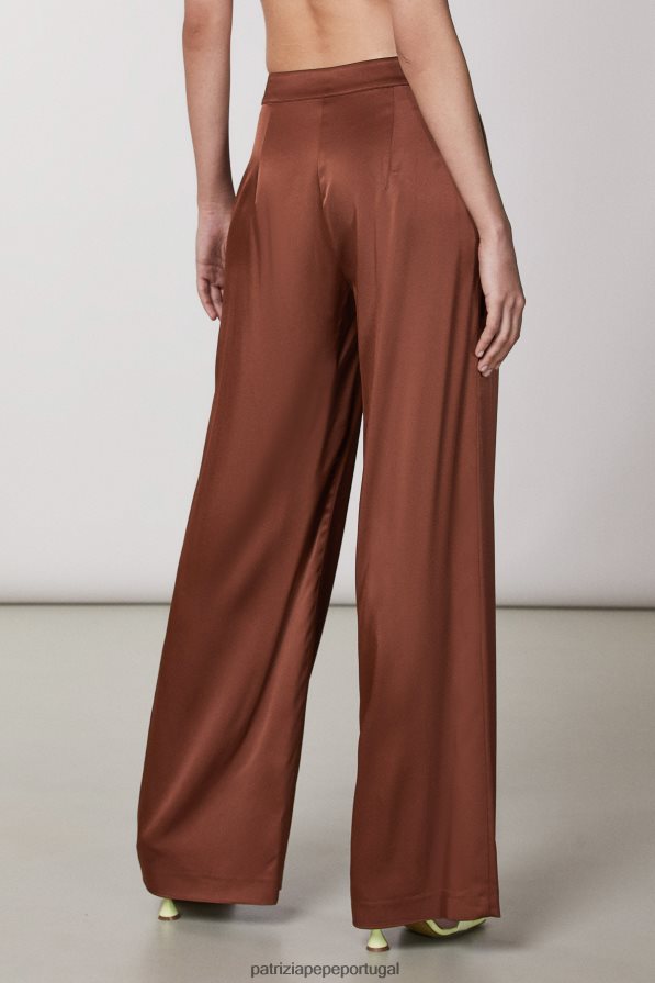 Patrizia Pepe mulheres calças palazzo elegantes chocolate escuro vestuário TX086V495