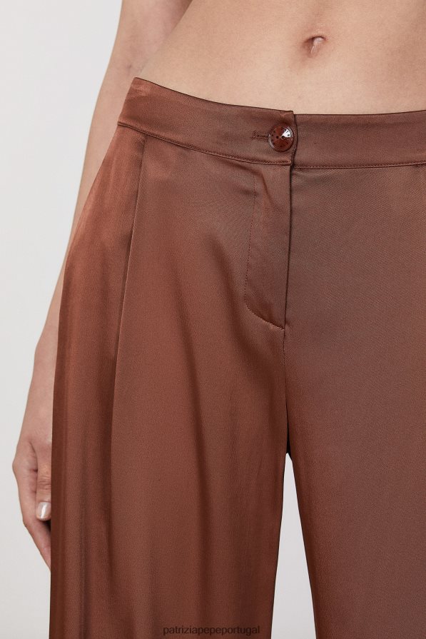 Patrizia Pepe mulheres calças palazzo elegantes chocolate escuro vestuário TX086V495
