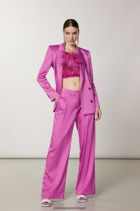 Patrizia Pepe mulheres calças palazzo elegantes orquídea roxa vestuário TX086V520