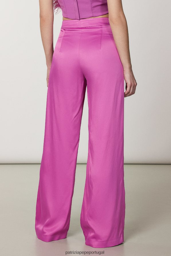Patrizia Pepe mulheres calças palazzo elegantes orquídea roxa vestuário TX086V520