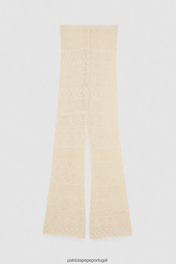 Patrizia Pepe mulheres calça de algodão em crochê linho branco vestuário TX086V197
