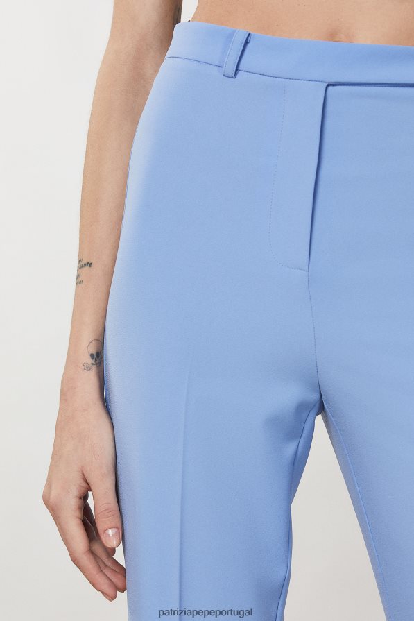 Patrizia Pepe mulheres calça de crepe larga cerâmica azul vestuário TX086V260