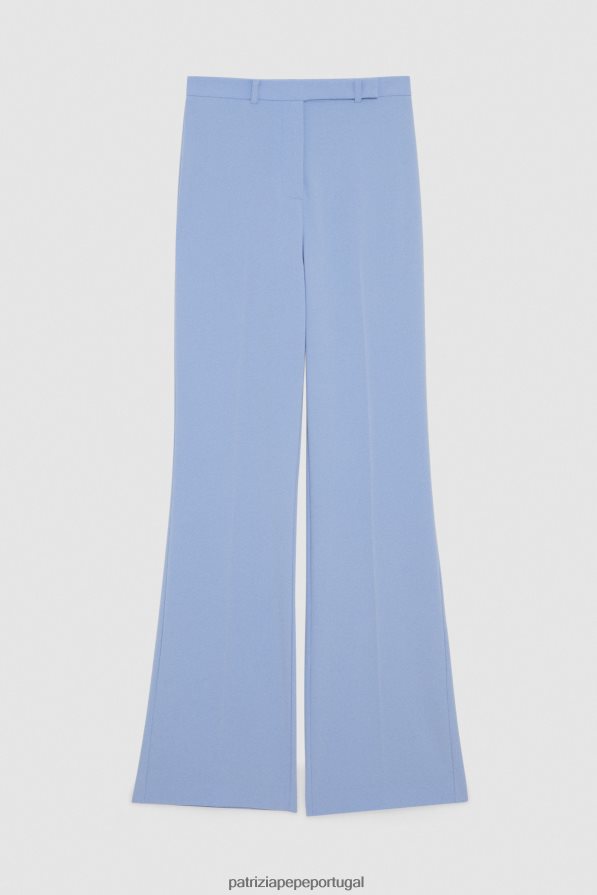 Patrizia Pepe mulheres calça de crepe larga cerâmica azul vestuário TX086V260
