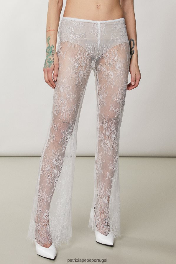 Patrizia Pepe mulheres calça de renda larga renda prateada vestuário TX086V190