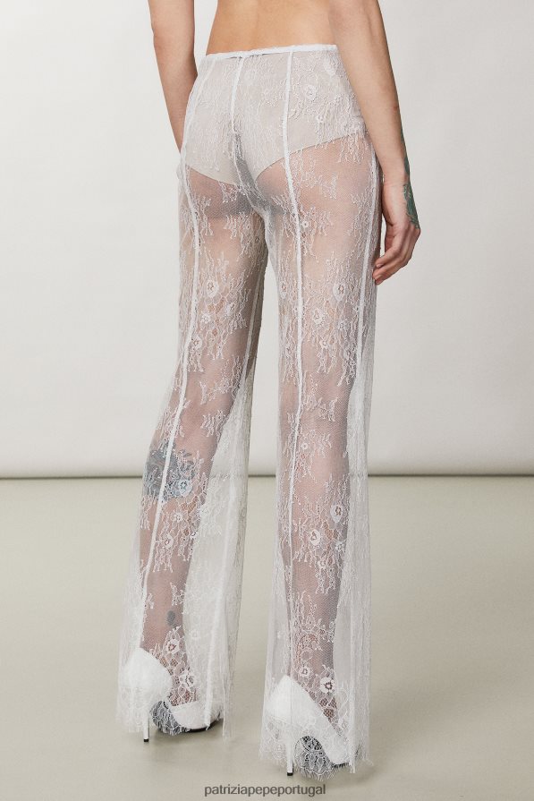 Patrizia Pepe mulheres calça de renda larga renda prateada vestuário TX086V190
