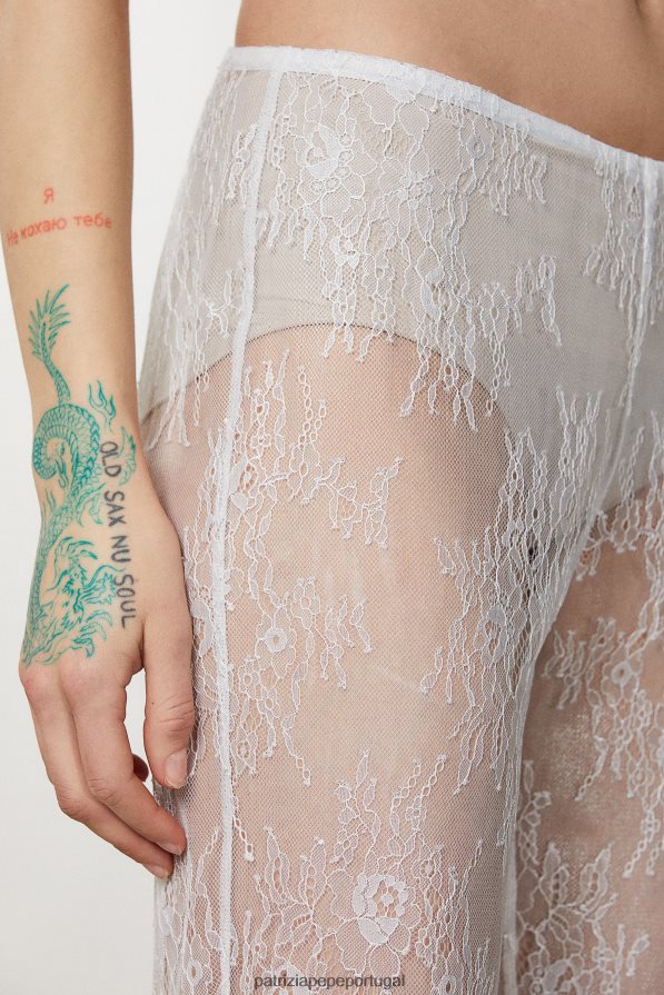 Patrizia Pepe mulheres calça de renda larga renda prateada vestuário TX086V190