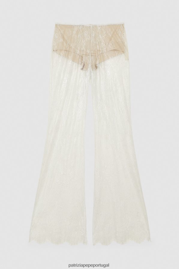 Patrizia Pepe mulheres calça de renda larga renda prateada vestuário TX086V190