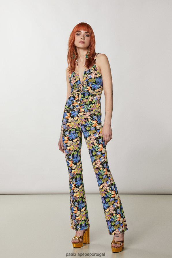 Patrizia Pepe mulheres calças de jersey largas flor do metaverso vestuário TX086V332