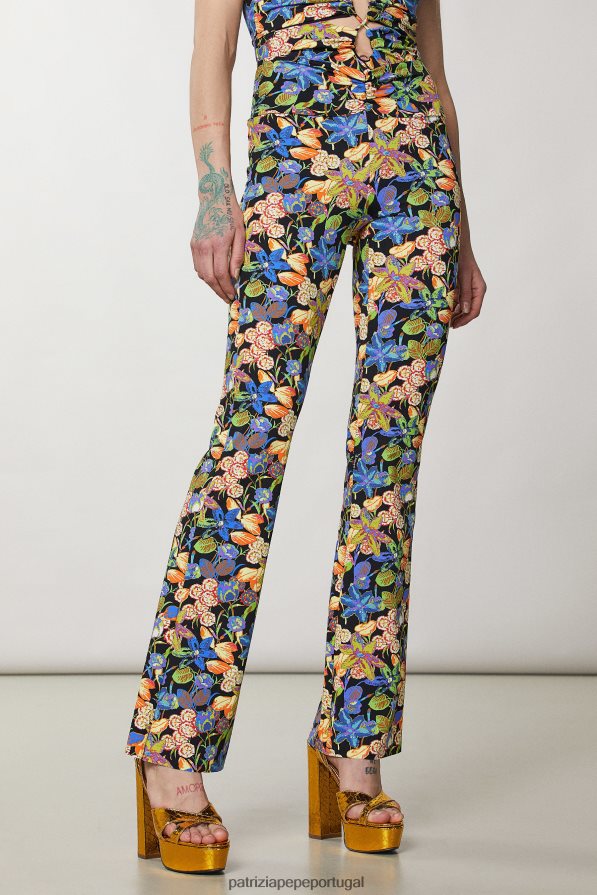 Patrizia Pepe mulheres calças de jersey largas flor do metaverso vestuário TX086V332
