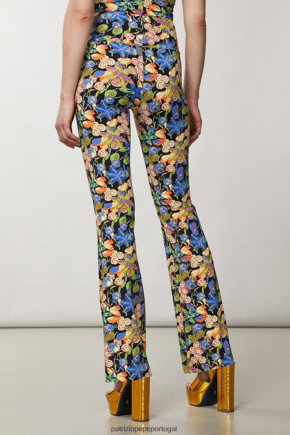 Patrizia Pepe mulheres calças de jersey largas flor do metaverso vestuário TX086V332