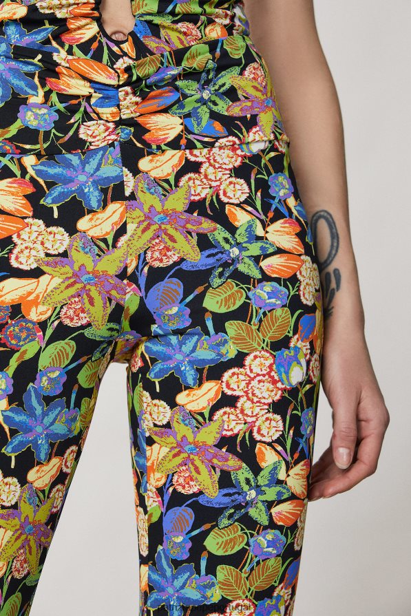 Patrizia Pepe mulheres calças de jersey largas flor do metaverso vestuário TX086V332