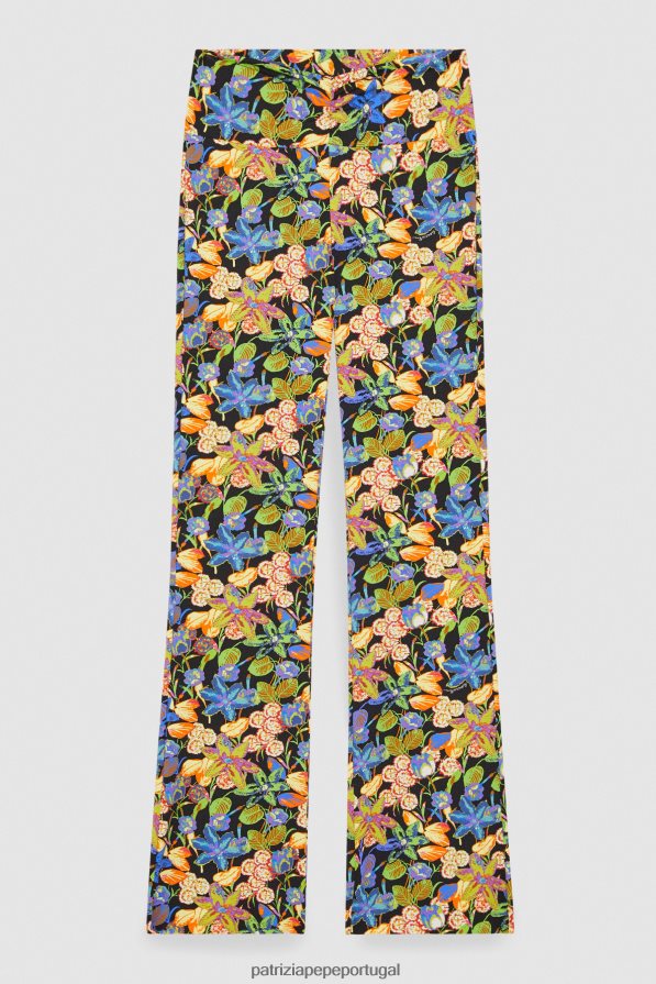 Patrizia Pepe mulheres calças de jersey largas flor do metaverso vestuário TX086V332