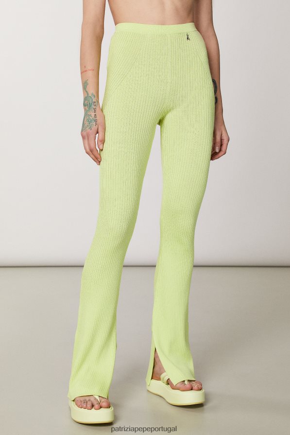 Patrizia Pepe mulheres calças de malha canelada limão ensolarado vestuário TX086V417
