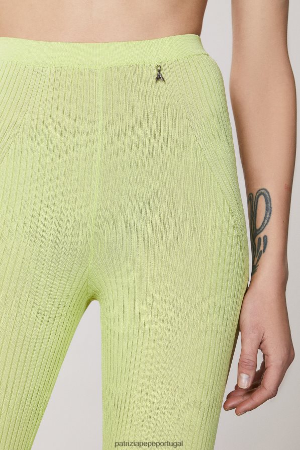 Patrizia Pepe mulheres calças de malha canelada limão ensolarado vestuário TX086V417