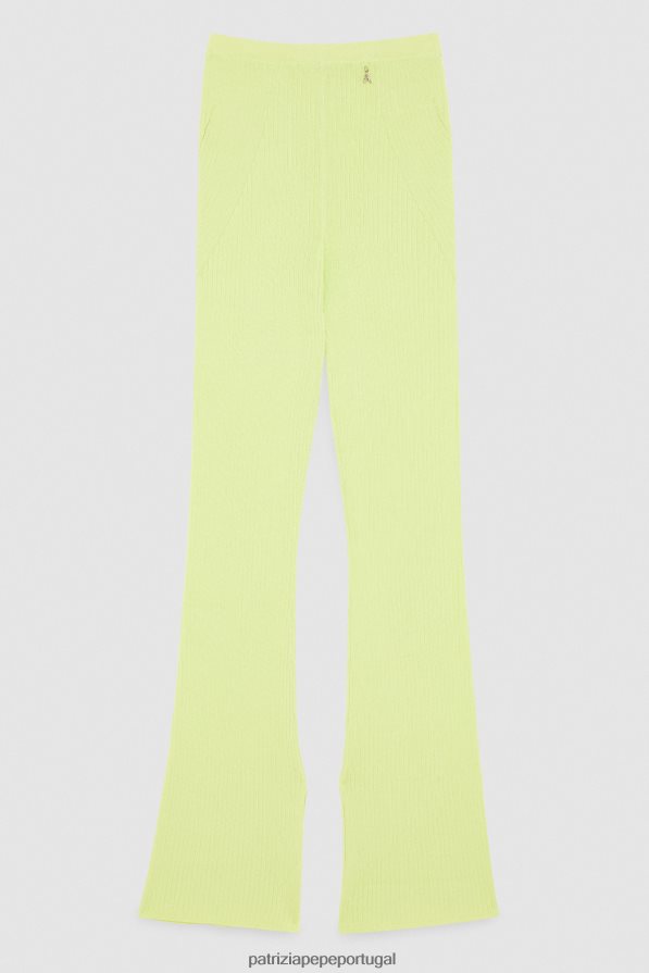 Patrizia Pepe mulheres calças de malha canelada limão ensolarado vestuário TX086V417