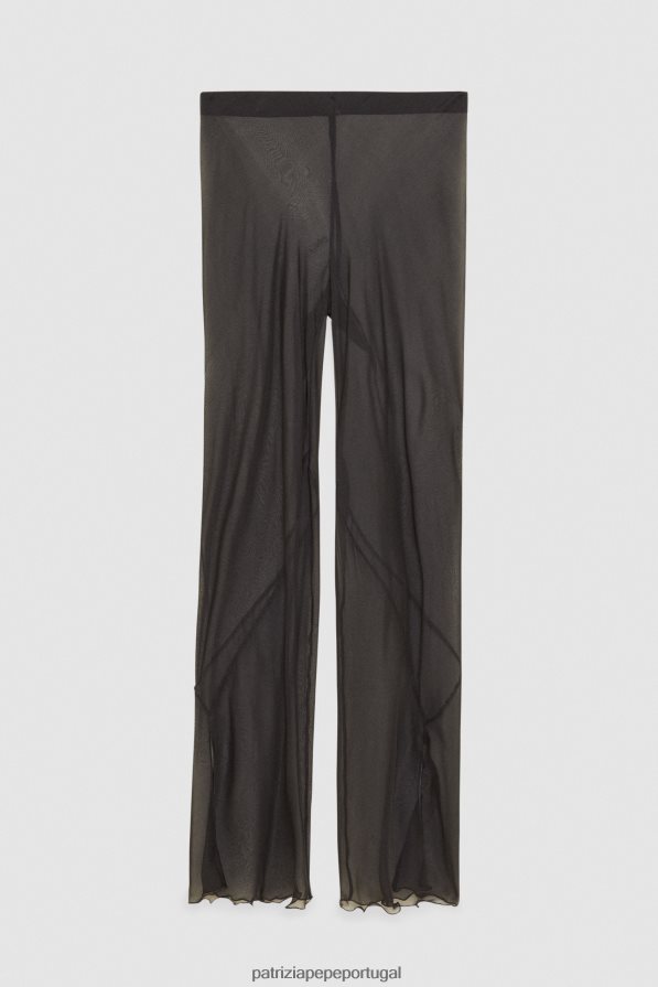 Patrizia Pepe mulheres calças de seda transparentes Nero vestuário TX086V710