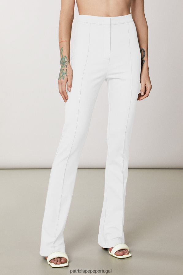 Patrizia Pepe mulheres calças flare finas branco vestuário TX086V595
