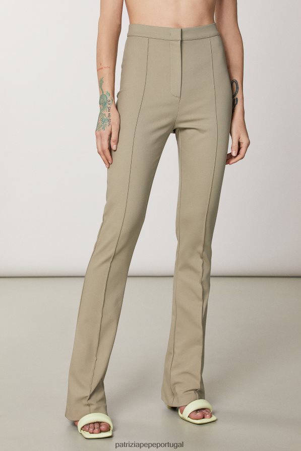 Patrizia Pepe mulheres calças flare finas verde sálvia vestuário TX086V462