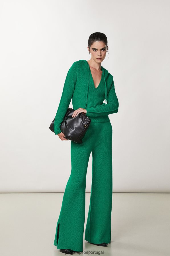 Patrizia Pepe mulheres calças macias com cordão verde vibrante vestuário TX086V708