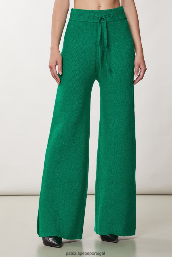 Patrizia Pepe mulheres calças macias com cordão verde vibrante vestuário TX086V708