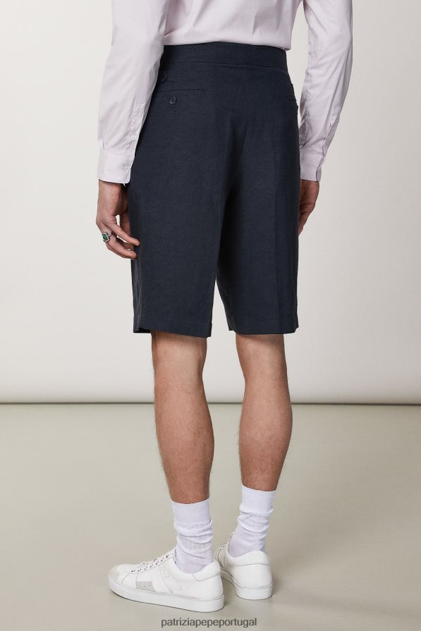 Patrizia Pepe homens bermuda de linho marinha real vestuário TX086V1019