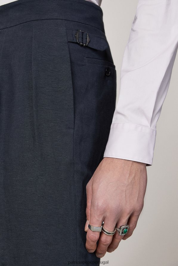 Patrizia Pepe homens bermuda de linho marinha real vestuário TX086V1019