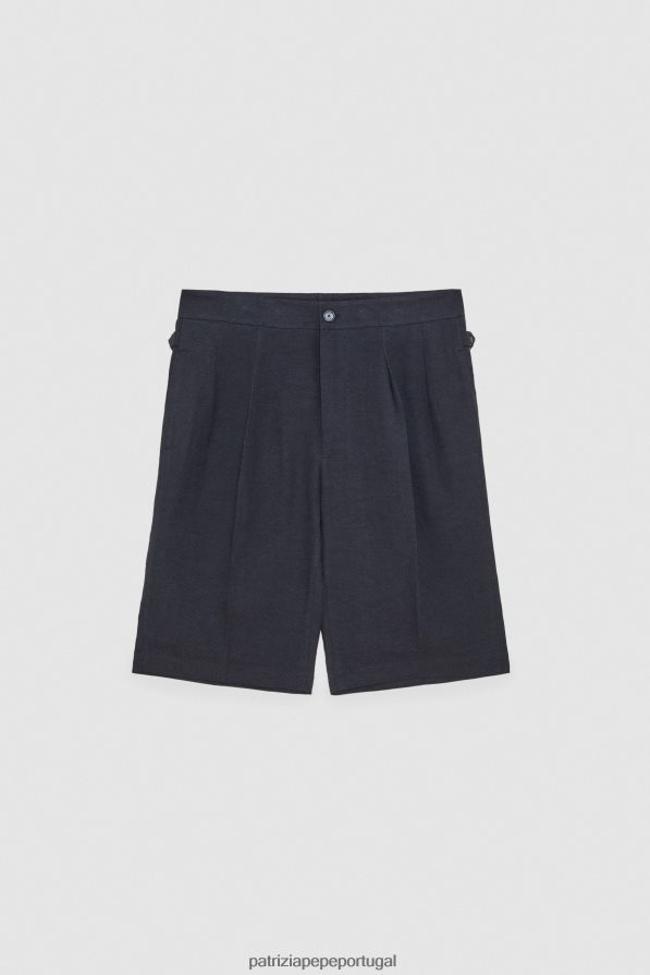 Patrizia Pepe homens bermuda de linho marinha real vestuário TX086V1019