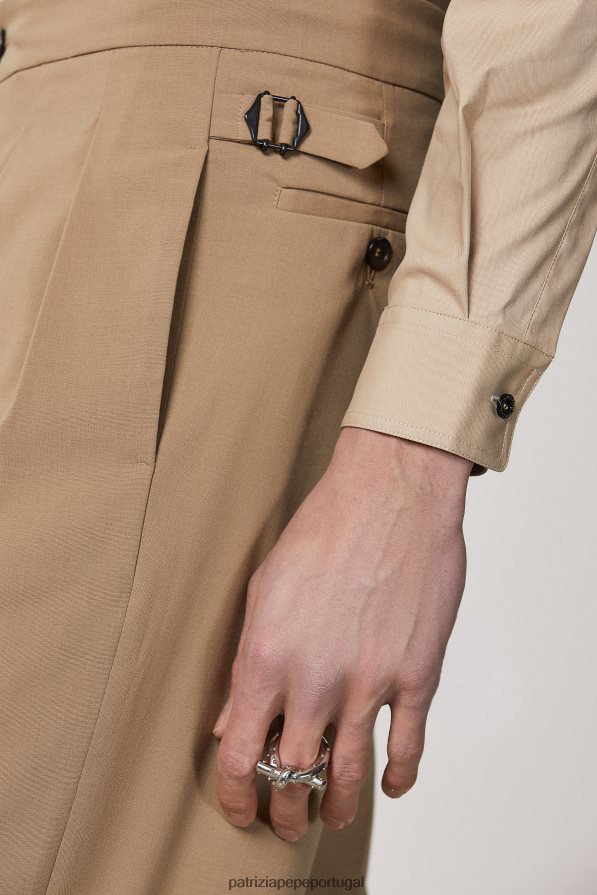 Patrizia Pepe homens bermuda de poliviscose com corte descontraído novo açúcar mascavo vestuário TX086V1011