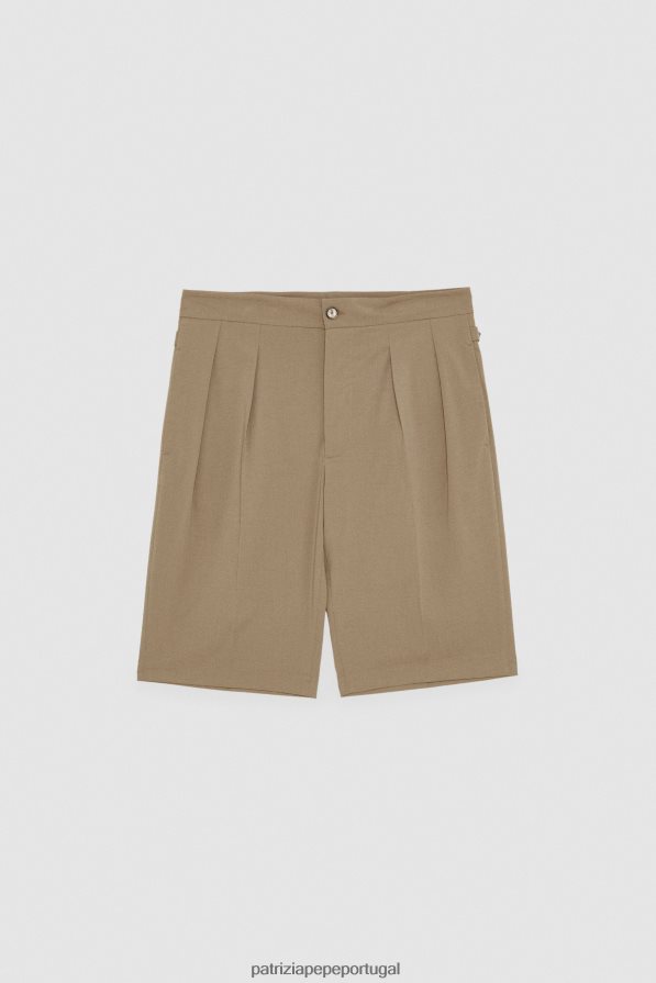 Patrizia Pepe homens bermuda de poliviscose com corte descontraído novo açúcar mascavo vestuário TX086V1011