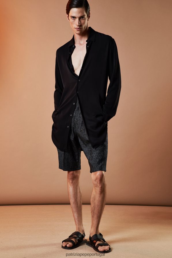 Patrizia Pepe homens bermuda lurex metalizada lurex preto e preto vestuário TX086V1023