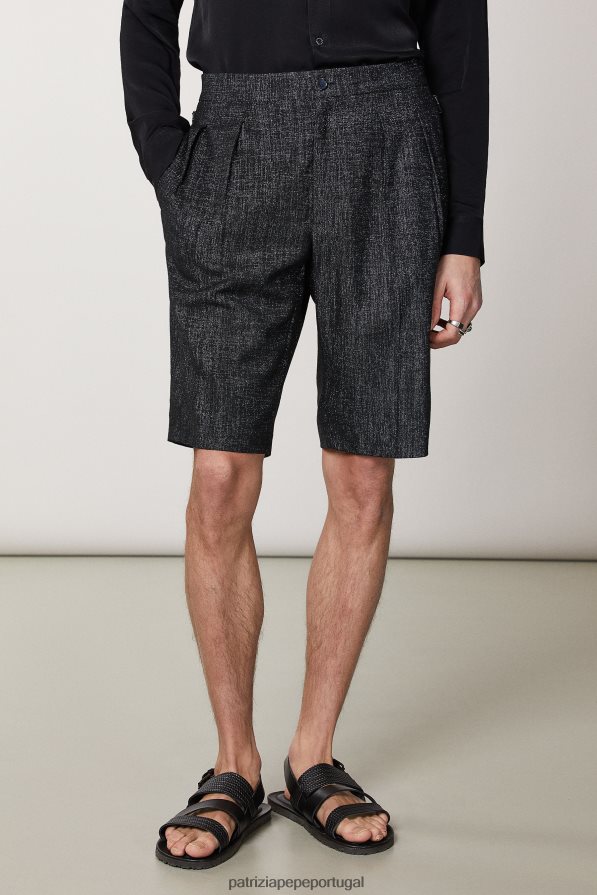 Patrizia Pepe homens bermuda lurex metalizada lurex preto e preto vestuário TX086V1023