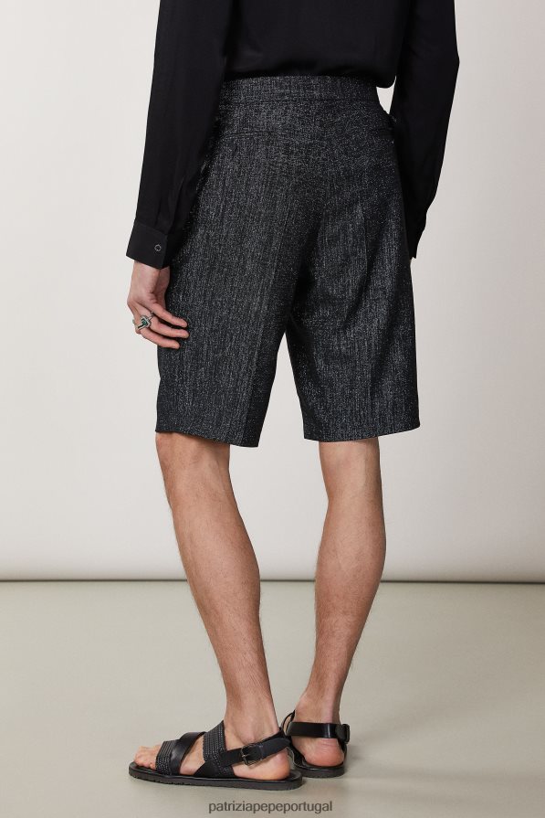 Patrizia Pepe homens bermuda lurex metalizada lurex preto e preto vestuário TX086V1023