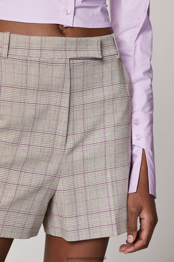 Patrizia Pepe mulheres shorts em viscose xadrez bege primavera vestuário TX086V476