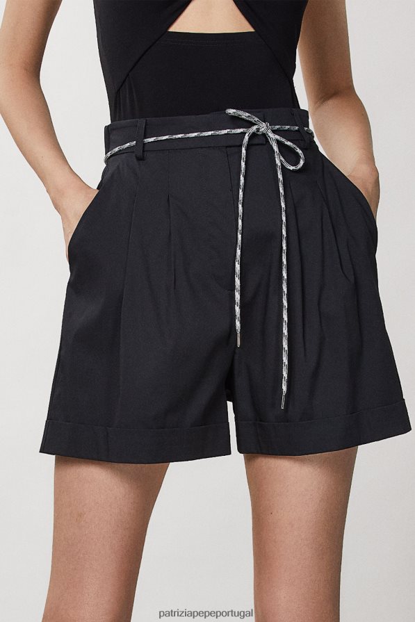 Patrizia Pepe mulheres shorts essenciais com ajuste relaxado Nero vestuário TX086V351