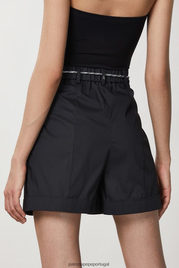 Patrizia Pepe mulheres shorts essenciais com ajuste relaxado Nero vestuário TX086V351