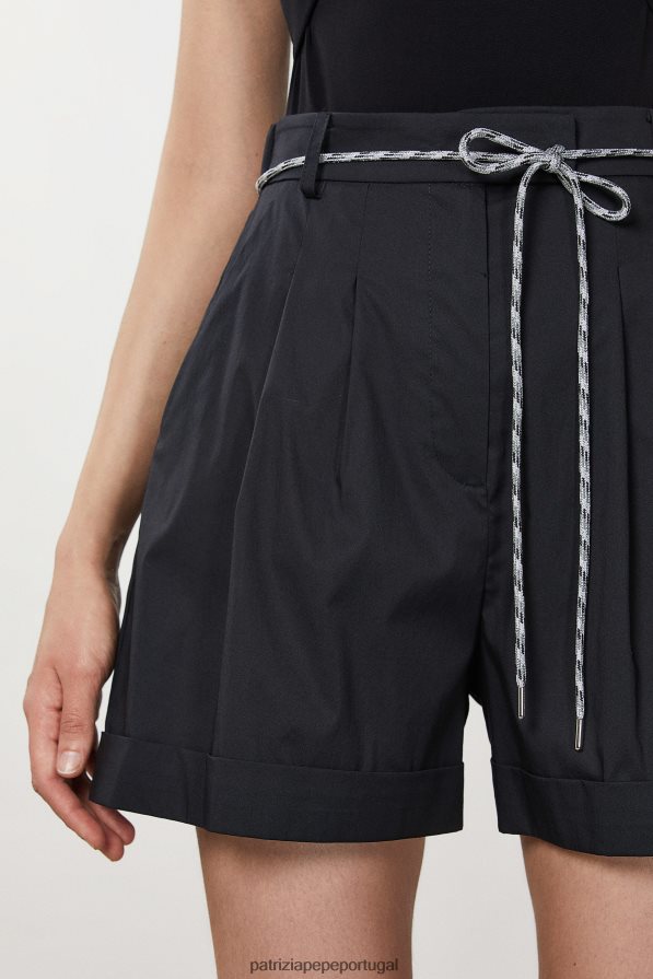 Patrizia Pepe mulheres shorts essenciais com ajuste relaxado Nero vestuário TX086V351