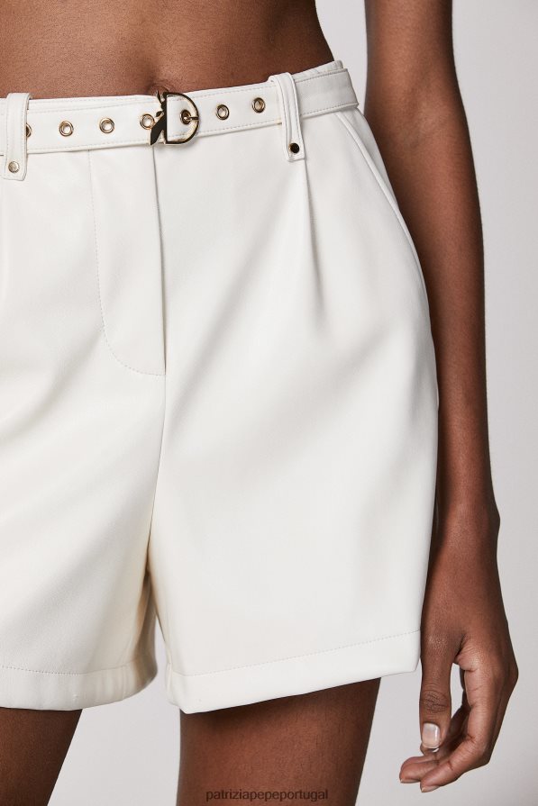 Patrizia Pepe mulheres shorts essenciais com cinto gardênia branca vestuário TX086V466