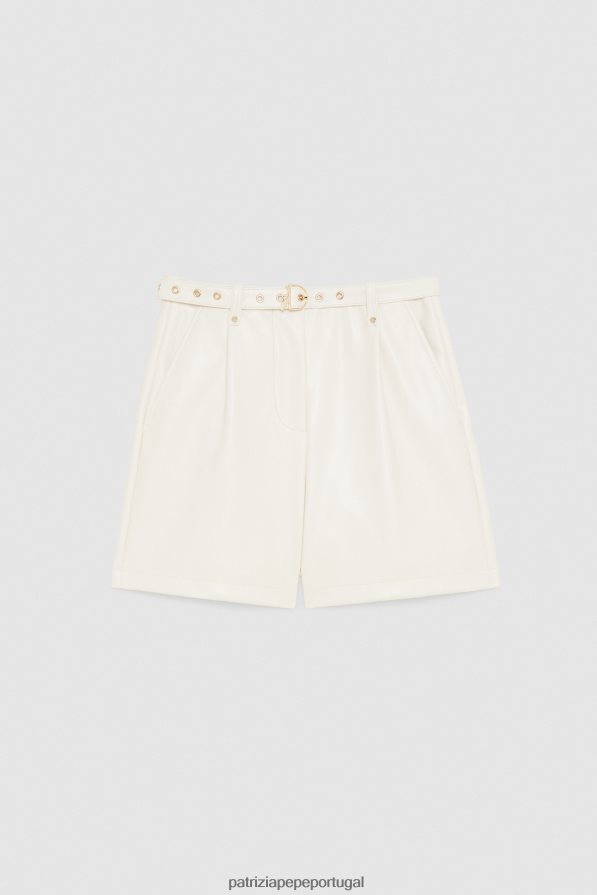 Patrizia Pepe mulheres shorts essenciais com cinto gardênia branca vestuário TX086V466
