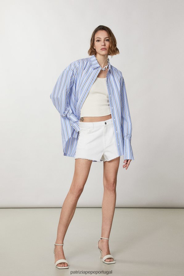 Patrizia Pepe mulheres shorts jeans com franjas branco vestuário TX086V188