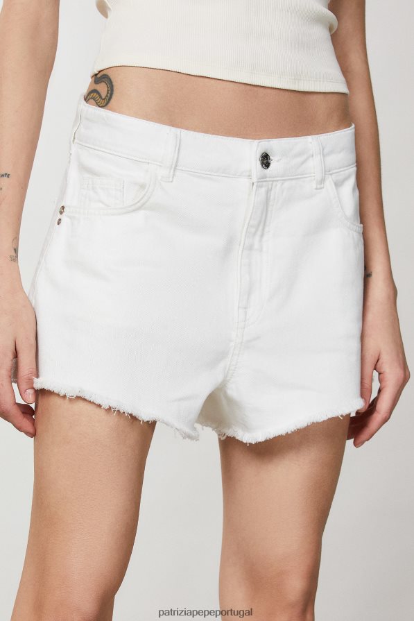 Patrizia Pepe mulheres shorts jeans com franjas branco vestuário TX086V188