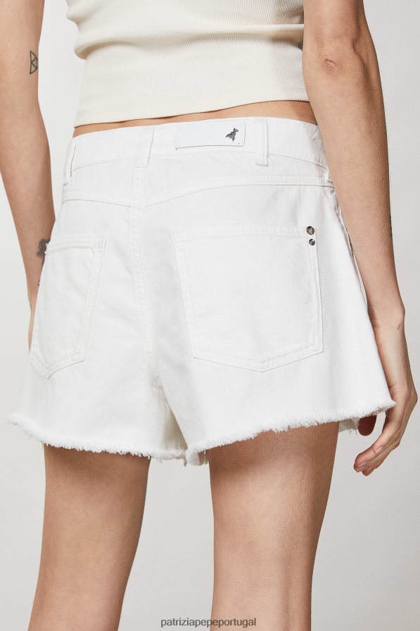 Patrizia Pepe mulheres shorts jeans com franjas branco vestuário TX086V188