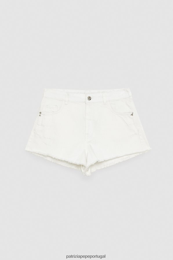Patrizia Pepe mulheres shorts jeans com franjas branco vestuário TX086V188