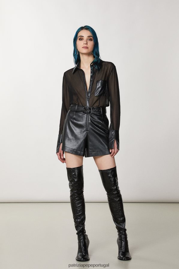 Patrizia Pepe mulheres shorts slim essenciais Nero vestuário TX086V184