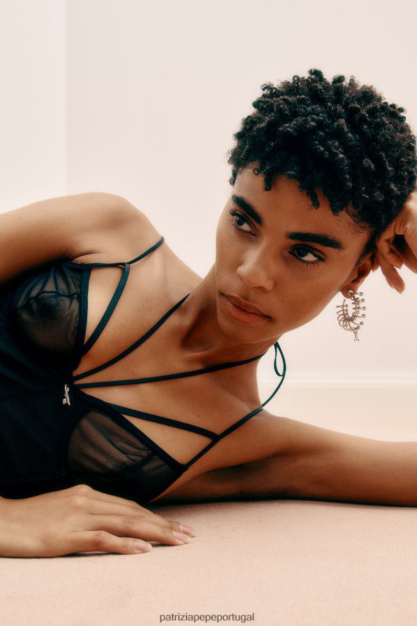 Patrizia Pepe mulheres bralette de tule Nero vestuário TX086V288