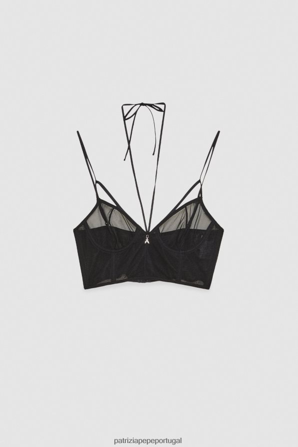 Patrizia Pepe mulheres bralette de tule Nero vestuário TX086V288