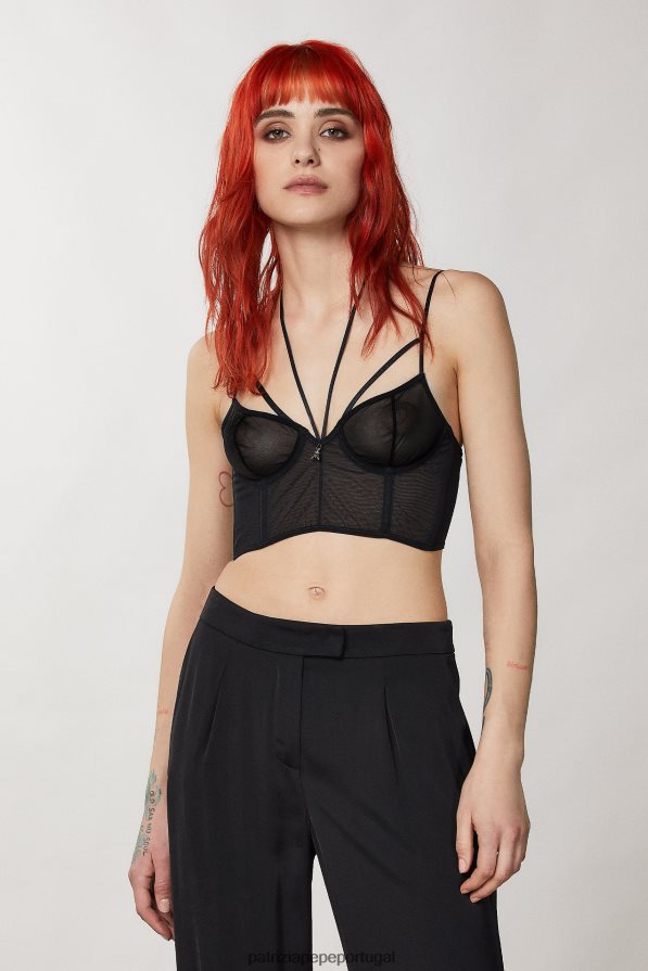 Patrizia Pepe mulheres bralette de tule Nero vestuário TX086V288