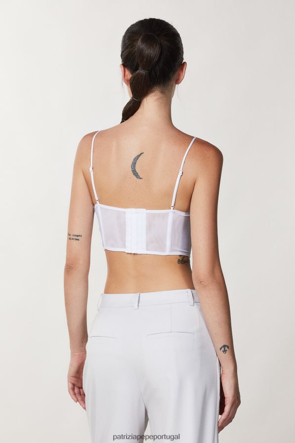 Patrizia Pepe mulheres bralette de tule branco vestuário TX086V373