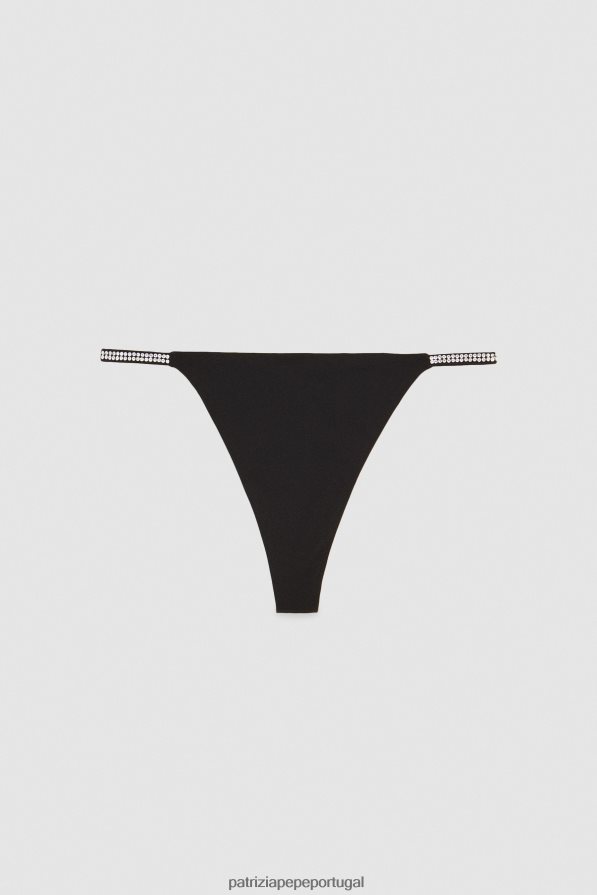 Patrizia Pepe mulheres tanga de jérsei decorada com strass Nero vestuário TX086V713